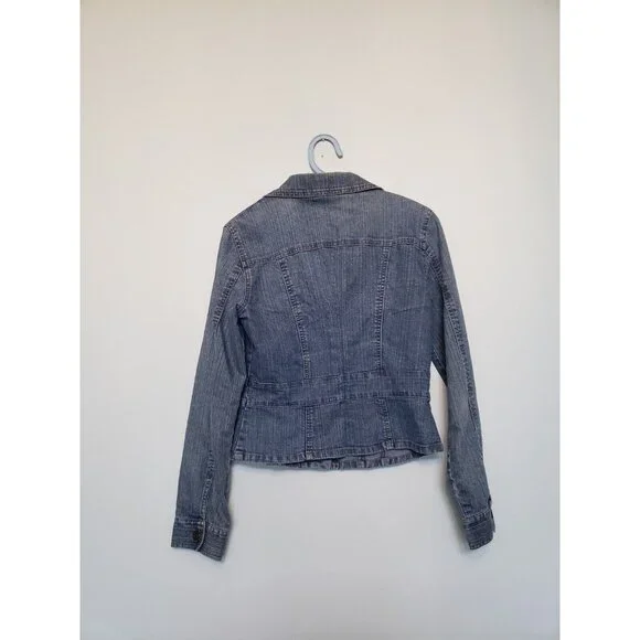 Vtg 90s Bill Blass Womens Petite PS Denim Blazer Jacket Metal Button Front - Picture 2 of 6